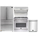 Forno 4-Piece Appliance Package - 36-Inch Dual Fuel Range, Refrigerator, Wall Mount Hood with Backsplash, & 3-Rack Dishwasher in Stainless Steel FORNO