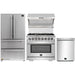Forno 4-Piece Pro Appliance Package - 36-Inch Dual Fuel Range, French Door Refrigerator, Wall Mount Hood with Backsplash, and Dishwasher in Stainless Steel FORNO