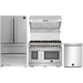 Forno 4-Piece Pro Appliance Package - 48-Inch Dual Fuel Range, 36-Inch French Door Refrigerator, Wall Mount Hood with Backsplash, & Dishwasher in Stainless Steel FORNO