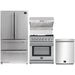 Forno 4-Piece Appliance Package - 30-Inch Dual Fuel Range with Air Fryer, Refrigerator, Wall Mount Hood with Backsplash, & 3-Rack Dishwasher in Stainless Steel FORNO