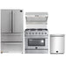 Forno 4-Piece Appliance Package - 36-Inch Gas Range, Refrigerator, Wall Mount Hood with Backsplash, & 3-Rack Dishwasher in Stainless Steel FORNO