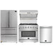 Forno 4-Piece Pro Appliance Package - 36-Inch Gas Range, Wall Mount Hood with Backsplash, 36-Inch French Door Refrigerator, and Dishwasher in Stainless Steel FORNO