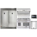 Forno 5-Piece Appliance Package - 48-Inch Dual Fuel Range, 56-Inch Pro-Style Refrigerator, Wall Mount Hood with Backsplash, Microwave Drawer, & 3-Rack Dishwasher in Stainless Steel FORNO