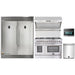 Forno 5-Piece Appliance Package - 48-Inch Dual Fuel Range, 56-Inch Pro-Style Refrigerator, Wall Mount Hood with Backsplash, Microwave Oven, & 3-Rack Dishwasher in Stainless Steel FORNO