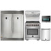 Forno 5-Piece Pro Appliance Package - 30-Inch Dual Fuel Range, 56-Inch Pro-Style Refrigerator, Wall Mount Hood with Backsplash, Microwave Oven, & 3-Rack Dishwasher in Stainless Steel FORNO