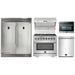Forno 5-Piece Pro Appliance Package - 36-Inch Dual Fuel Range, 56-Inch Pro-Style Refrigerator, Wall Mount Hood with Backsplash, Microwave Oven, & 3-Rack Dishwasher in Stainless Steel FORNO