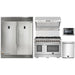 Forno 5-Piece Pro Appliance Package - 48-Inch Dual Fuel Range, 56-Inch Pro-Style Refrigerator, Wall Mount Hood with Backsplash, Microwave Drawer, & 3-Rack Dishwasher in Stainless Steel FORNO