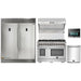 Forno 5-Piece Pro Appliance Package - 48-Inch Dual Fuel Range, 56-Inch Pro-Style Refrigerator, Wall Mount Hood with Backsplash, Microwave Oven, & 3-Rack Dishwasher in Stainless Steel FORNO
