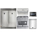 Forno 5-Piece Appliance Package - 36-Inch Gas Range, 56-Inch Pro-Style Refrigerator, Wall Mount Hood with Backsplash, Microwave Drawer, & 3-Rack Dishwasher in Stainless Steel FORNO