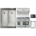 Forno 5-Piece Appliance Package - 48-Inch Gas Range, 56-Inch Pro-Style Refrigerator, Wall Mount Hood with Backsplash, Microwave Drawer, & 3-Rack Dishwasher in Stainless Steel FORNO