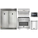 Forno 5-Piece Pro Appliance Package - 36-Inch Gas Range, 56-Inch Pro-Style Refrigerator, Wall Mount Hood with Backsplash, Microwave Drawer, & 3-Rack Dishwasher in Stainless Steel FORNO
