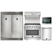 Forno 5-Piece Pro Appliance Package - 36-Inch Gas Range, 56-Inch Pro-Style Refrigerator, Wall Mount Hood with Backsplash, Microwave Oven, & 3-Rack Dishwasher in Stainless Steel FORNO