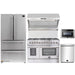 Forno 5-Piece Appliance Package - 48-Inch Dual Fuel Range, Refrigerator, Wall Mount Hood with Backsplash, Microwave Drawer, & 3-Rack Dishwasher in Stainless Steel FORNO