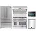 Forno 5-Piece Appliance Package - 48-Inch Dual Fuel Range, Refrigerator, Wall Mount Hood with Backsplash, Microwave Oven, & 3-Rack Dishwasher in Stainless Steel FORNO