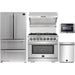 Forno 3-Piece Pro Appliance Package - 36" Dual Fuel Range, 36" Refrigerator, Wall Mount Hood with Backsplash in Stainless Steel FORNO
