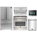 Forno 5-Piece Pro Appliance Package - 36" Dual Fuel Range, 36" Refrigerator, Wall Mount Hood with Backsplash, Microwave Drawer, & 3-Rack Dishwasher in Stainless Steel FORNO