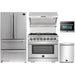 Forno 5-Piece Pro Appliance Package - 36-Inch Dual Fuel Range, Refrigerator, Wall Mount Hood with Backsplash, Microwave Oven, & 3-Rack Dishwasher in Stainless Steel FORNO