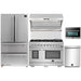 Forno 5-Piece Pro Appliance Package - 48-Inch Gas Range, Refrigerator, Wall Mount Hood with Backsplash, Microwave Oven, & 3-Rack Dishwasher in Stainless Steel FORNO
