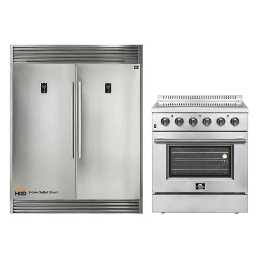 Forno 2-Piece Appliance Package - 30-Inch Electric Range & Pro-Style Refrigerator and Freezer in Stainless Steel FORNO