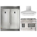 Forno 3-Piece Appliance Package - 48-Inch Gas Range, 56-Inch Pro-Style Refrigerator & Wall Mount Hood in Stainless Steel FORNO