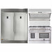 Forno 3-Piece Appliance Package - 48-Inch Dual Fuel Range, 56-Inch Pro-Style Refrigerator & Wall Mount Hood with Backsplash in Stainless Steel FORNO