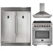 Forno 3-Piece Pro Appliance Package - 30-Inch Dual Fuel Range, 56-Inch Pro-Style Refrigerator & Wall Mount Hood in Stainless Steel FORNO