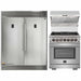Forno 3-Piece Appliance Package - 30-Inch Dual Fuel Range, 56-Inch Pro-Style Refrigerator & Wall Mount Hood with Backsplash in Stainless Steel FORNO