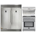 Forno 3-Piece Appliance Package - 30-Inch Dual Fuel Range with Air Fryer, 60-Inch Pro-Style Refrigerator & Wall Mount Hood with Backsplash in Stainless Steel FORNO