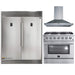 Forno 3-Piece Appliance Package - 36-Inch Gas Range, 56-Inch Pro-Style Refrigerator & Wall Mount Hood in Stainless Steel FORNO