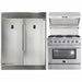 Forno 3-Piece Appliance Package - 36-Inch Gas Range, 56-Inch Pro-Style Refrigerator & Wall Mount Hood with Backsplash in Stainless Steel FORNO