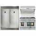 Forno 3-Piece Appliance Package - 48-Inch Gas Range, 56-Inch Pro-Style Refrigerator & Wall Mount Hood with Backsplash in Stainless Steel FORNO