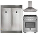Forno 3-Piece Pro Appliance Package - 30-Inch Gas Range, 56-Inch Pro-Style Refrigerator & Wall Mount Hood in Stainless Steel FORNO
