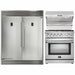 Forno 3-Piece Appliance Package - 30-Inch Gas Range, 56-Inch Pro-Style Refrigerator & Wall Mount Hood with Backsplash in Stainless Steel FORNO