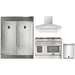 Forno 4-Piece Appliance Package - 48-Inch Dual Fuel Range, 56-Inch Pro-Style Refrigerator, Wall Mount Hood, & 3-Rack Dishwasher in Stainless Steel FORNO