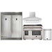Forno 4-Piece Pro Appliance Package - 48-Inch Dual Fuel Range, 56-Inch Pro-Style Refrigerator, Wall Mount Hood, & 3-Rack Dishwasher in Stainless Steel FORNO