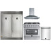 Forno 4-Piece Appliance Package - 36-Inch Gas Range, 56-Inch Pro-Style Refrigerator, Wall Mount Hood, & 3-Rack Dishwasher in Stainless Steel FORNO