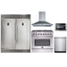 Forno 5-Piece Appliance Package - 36-Inch Dual Fuel Range, 56-Inch Pro-Style Refrigerator, Wall Mount Hood, Microwave Drawer, & 3-Rack Dishwasher in Stainless Steel FORNO