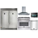 Forno 5-Piece Appliance Package - 36-Inch Dual Fuel Range, 56-Inch Pro-Style Refrigerator, Wall Mount Hood, Microwave Oven, & 3-Rack Dishwasher in Stainless Steel FORNO