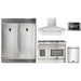 Forno 5-Piece Appliance Package - 48-Inch Dual Fuel Range, 56-Inch Pro-Style Refrigerator, Wall Mount Hood, Microwave Drawer, & 3-Rack Dishwasher in Stainless Steel FORNO