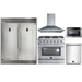 Forno 5-Piece Appliance Package - 36-Inch Gas Range, 56-Inch Pro-Style Refrigerator, Wall Mount Hood, Microwave Drawer, & 3-Rack Dishwasher in Stainless Steel FORNO