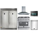 Forno 5-Piece Appliance Package - 36-Inch Gas Range, 56-Inch Pro-Style Refrigerator, Wall Mount Hood, Microwave Oven, & 3-Rack Dishwasher in Stainless Steel FORNO