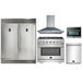 Forno 5-Piece Pro Appliance Package - 36-Inch Gas Range, 56-Inch Pro-Style Refrigerator, Wall Mount Hood, Microwave Oven, & 3-Rack Dishwasher in Stainless Steel FORNO