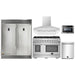 Forno 5-Piece Pro Appliance Package - 48-Inch Gas Range, 56-Inch Pro-Style Refrigerator, Wall Mount Hood, Microwave Drawer, & 3-Rack Dishwasher in Stainless Steel FORNO