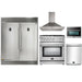 Forno 5-Piece Appliance Package - 30-Inch Gas Range, 56-Inch Pro-Style Refrigerator, Wall Mount Hood, Microwave Oven, & 3-Rack Dishwasher in Stainless Steel FORNO