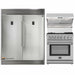 Forno 3-Piece Appliance Package - 30-Inch Dual Fuel Range with Air Fryer, 56-Inch Pro-Style Refrigerator & Wall Mount Hood with Backsplash in Stainless Steel FORNO