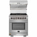 Forno 2-Piece Pro Appliance Package - 30-Inch Dual Fuel Range & Wall Mount Hood with Backsplash in Stainless Steel FORNO