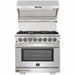 Forno 2-Piece Pro Appliance Package - 36-Inch Dual Fuel Range & Wall Mount Hood with Backsplash in Stainless Steel FORNO