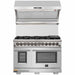 Forno 2-Piece Pro Appliance Package - 48-Inch Dual Fuel Range & Wall Mount Hood with Backsplash in Stainless Steel FORNO