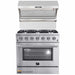 Forno 2-Piece Appliance Package - 36-Inch Gas Range & Wall Mount Hood with Backsplash in Stainless Steel FORNO