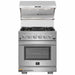 Forno 2-Piece Pro Appliance Package - 30-Inch Gas Range & Wall Mount Hood with Backsplash in Stainless Steel FORNO